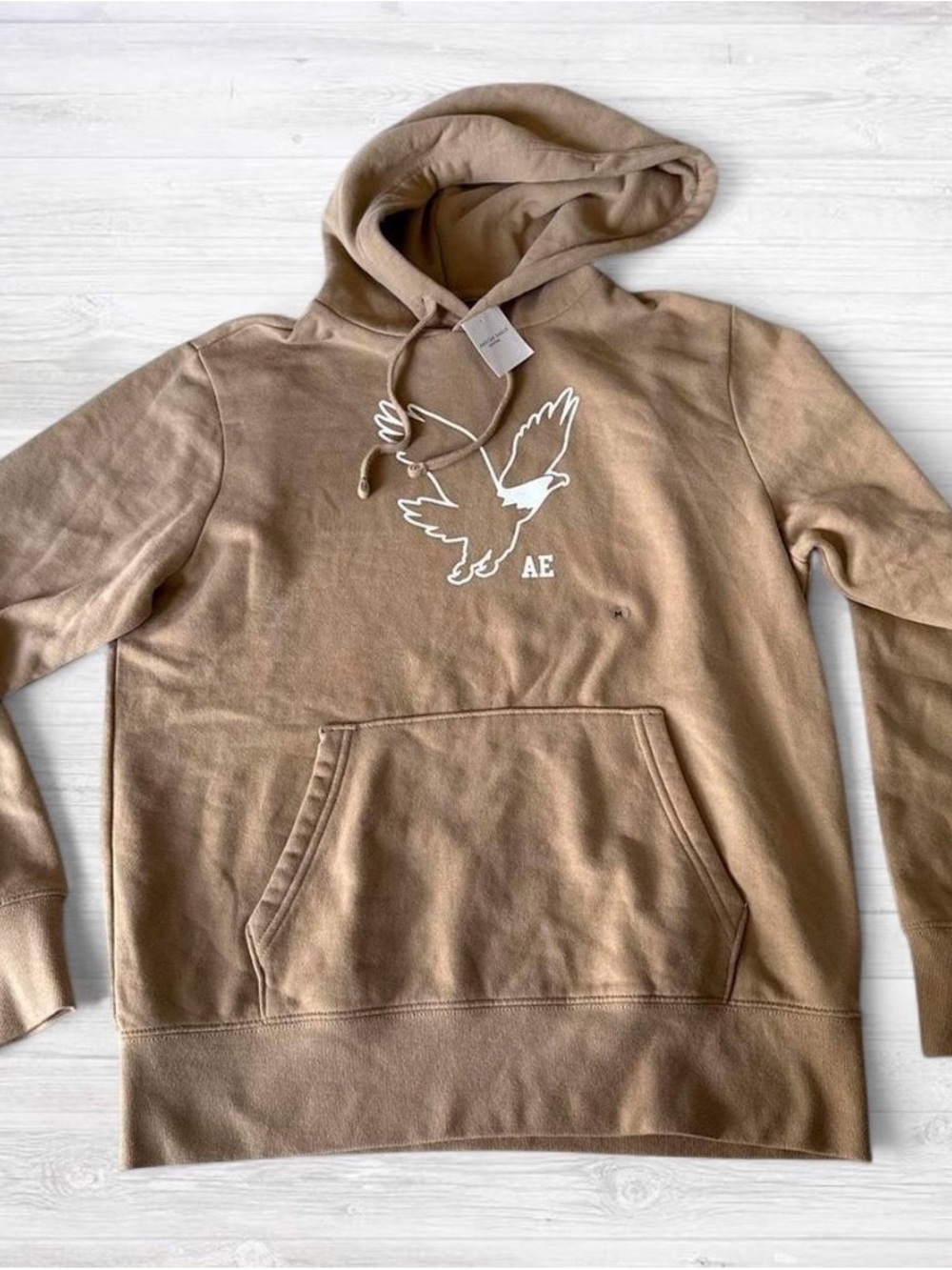American Eagle Outfitters Tan Crewneck Hoodie with White Eagle Graphic